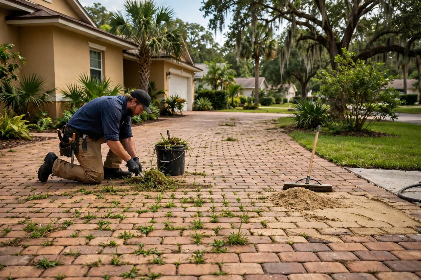 Brick Paver Driveway Cleaning & Restoration in Jacksonville