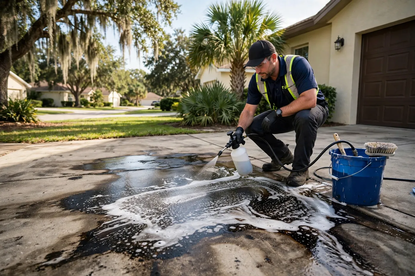 Driveway Oil, Tannin & Rust Stain Removal in Jacksonville