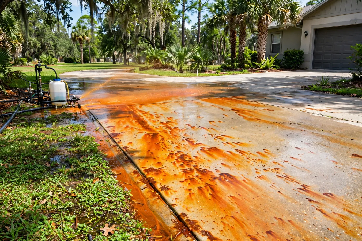Rust Stain Removal from Concrete: Jacksonville’s Well-Water Problem