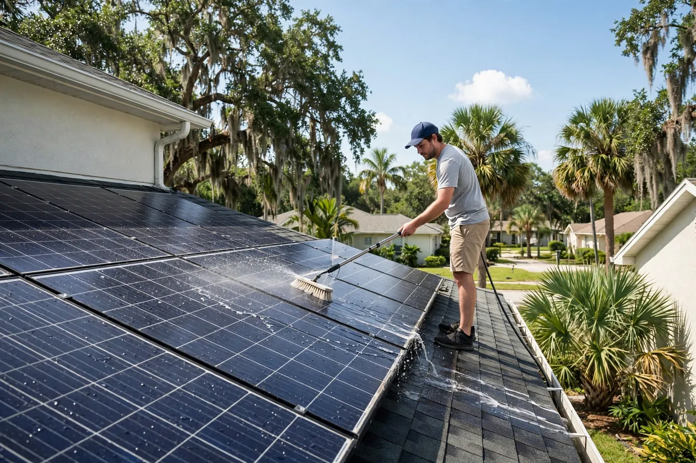 Solar Panel Cleaning in Jacksonville: Pollen, Salt & Efficiency