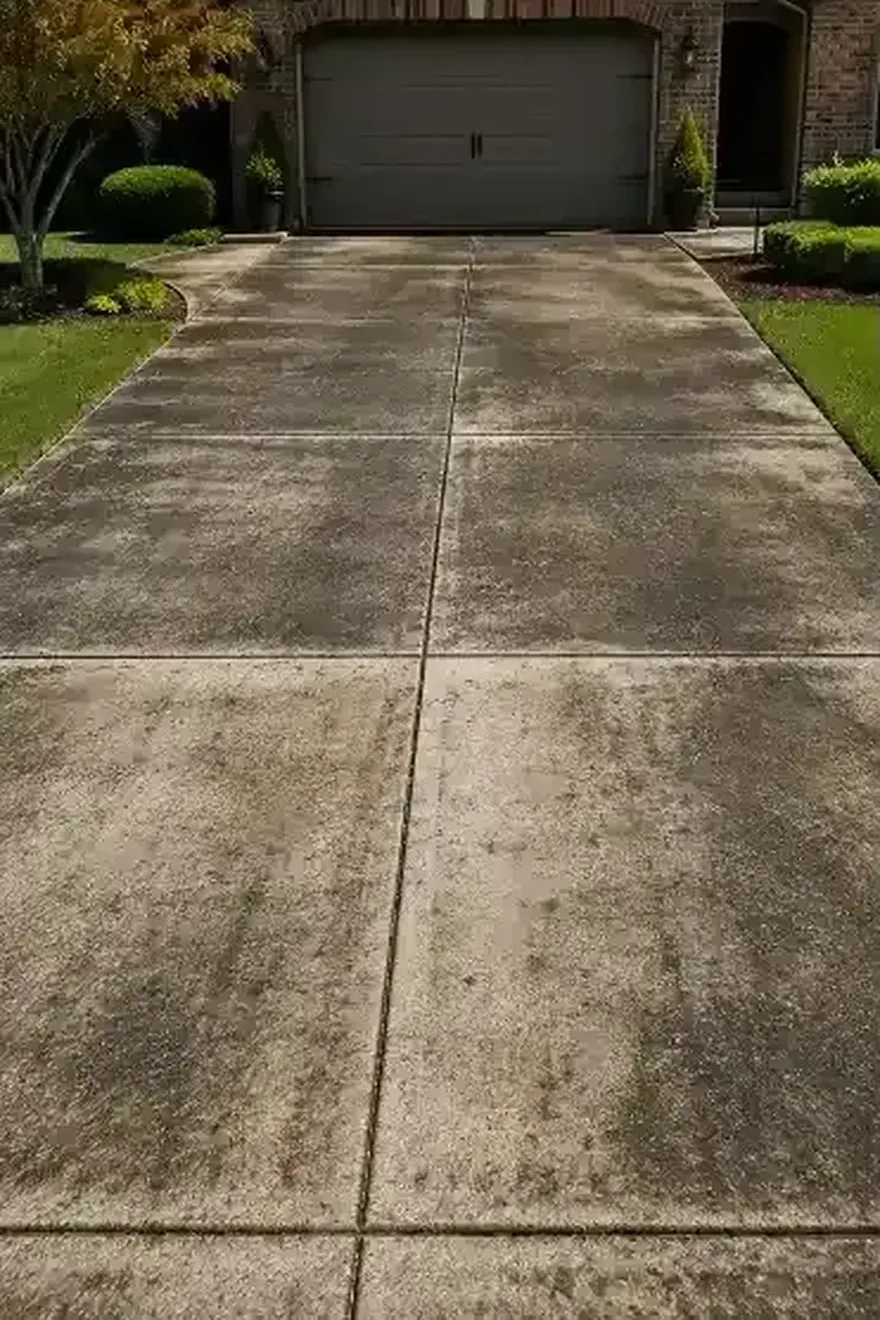 Worn driveway before pressure washing Jacksonville FL
