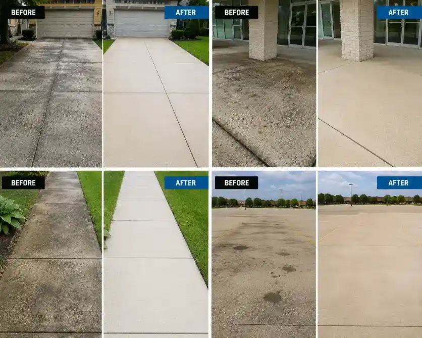 Pressure washing Jacksonville FL removing algae from concrete